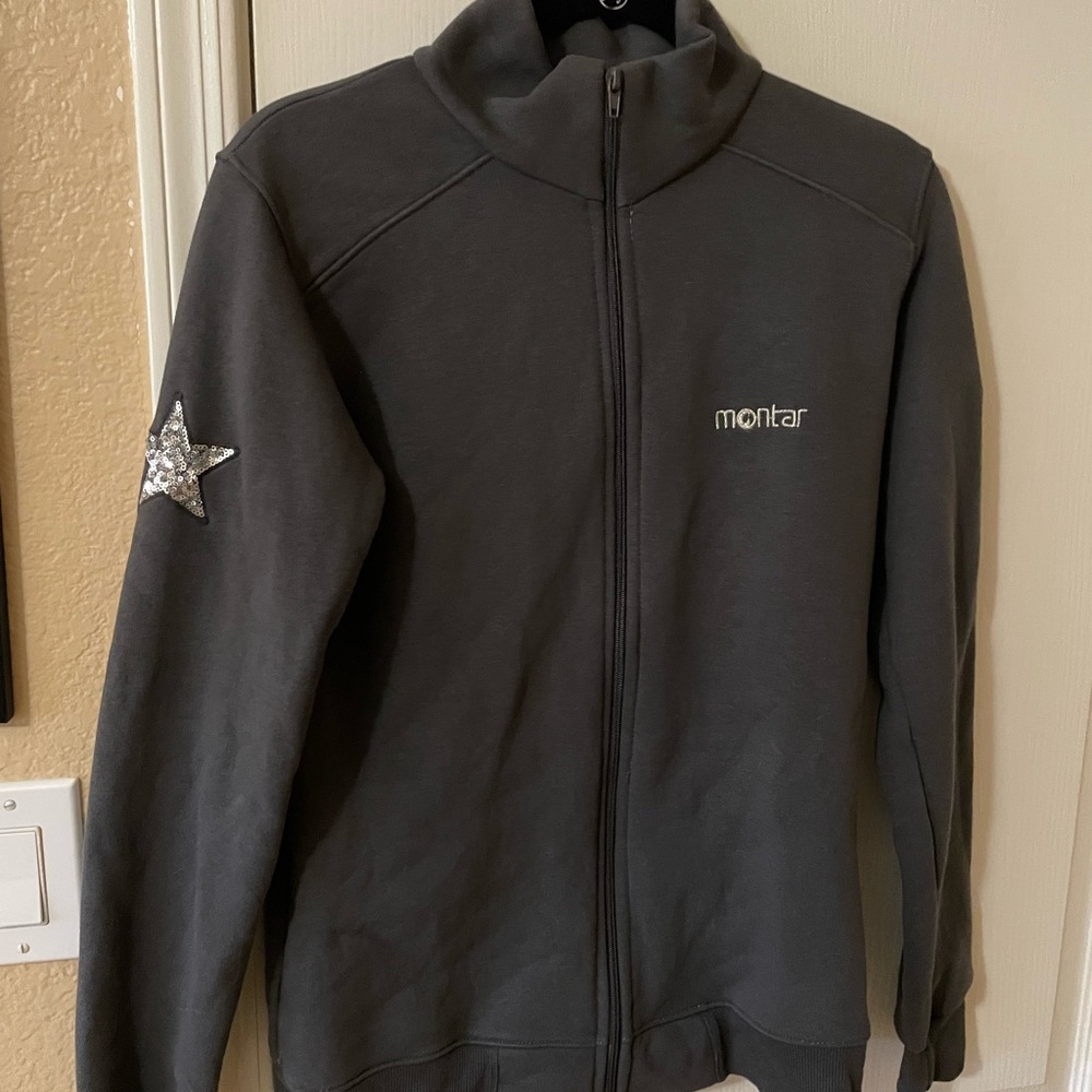 Montar Large Gray Zip-Up Jacket with Stars
